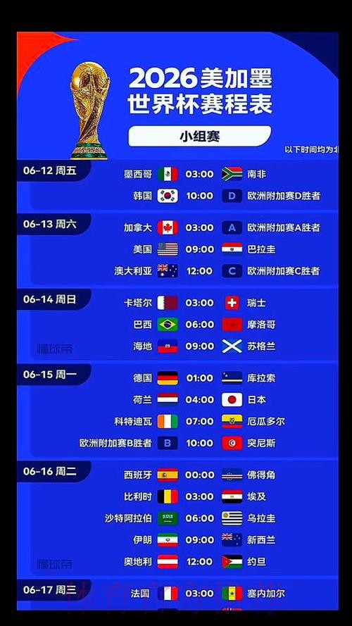 2026美加墨世界杯比赛时间完整版 2026美加墨世界杯比赛时间完整版